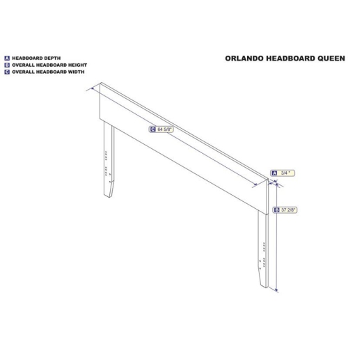 AFI Orlando Queen Solid Wood Panel Headboard with Device Charger in White