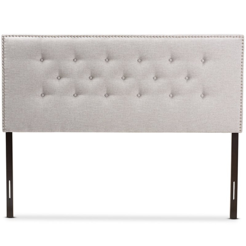 Baxton Studio Windsor Tufted King Panel Headboard in Grayish Beige