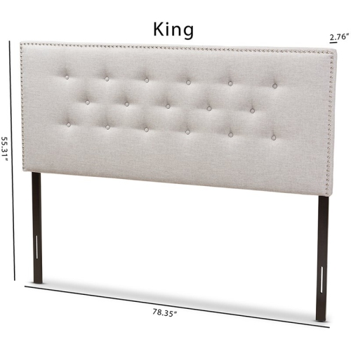 Baxton Studio Windsor Tufted King Panel Headboard in Grayish Beige