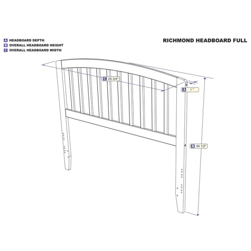 Bowery Hill Solid Wood Spindle Full Headboard in Gray
