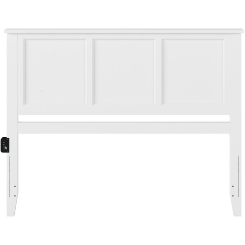 AFI Madison King Solid Wood Panel Headboard with Device Charger in White