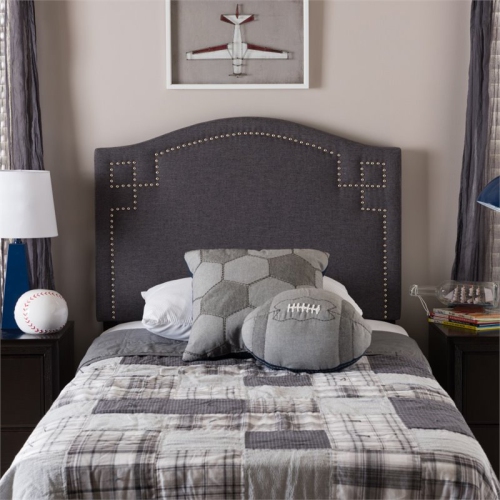 Baxton Studio Aubrey Upholstered Twin Headboard in Dark Gray