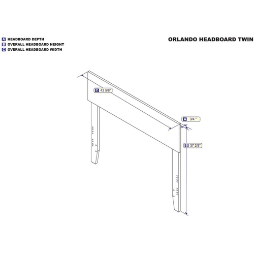 Bowery Hill Solid Wood Panel Twin Headboard in Gray