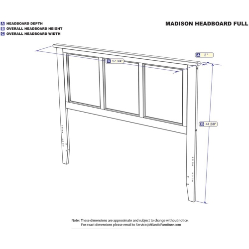 AFI Madison Full Solid Wood Panel Headboard with Device Charger in Espresso
