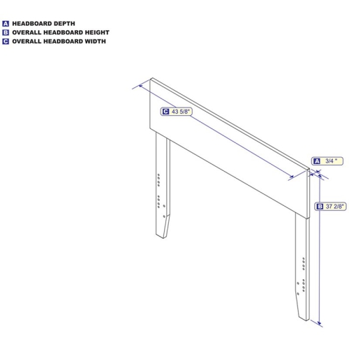 AFI Orlando Twin Panel Solid Wood Headboard in Gray