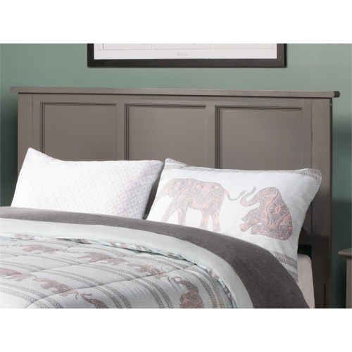 AFI Madison Full Solid Wood Panel Headboard with Device Charger in Gray