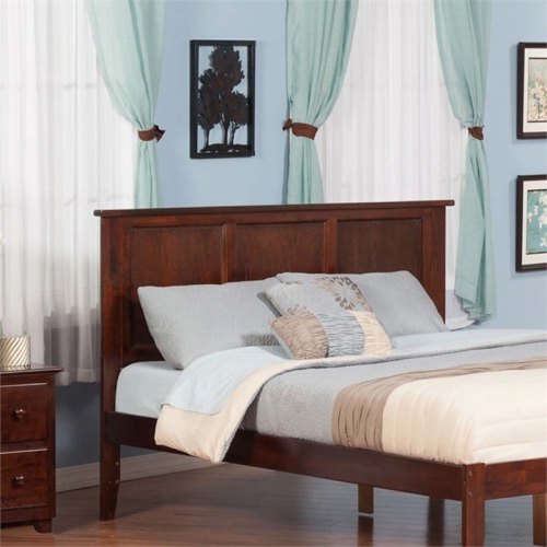 AFI Madison King Solid Wood Panel Headboard with Device Charger in Walnut