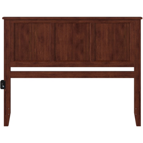 AFI Madison King Solid Wood Panel Headboard with Device Charger in Walnut