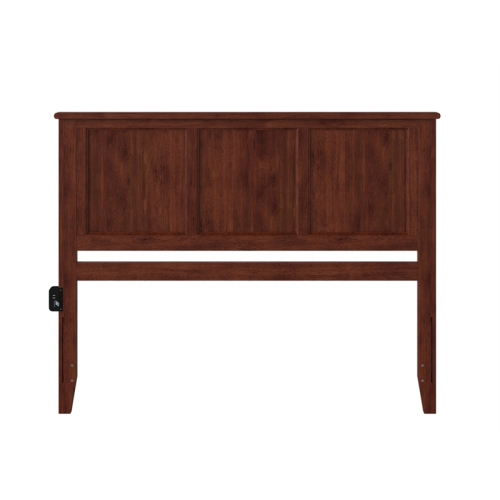 AFI Madison King Solid Wood Panel Headboard with Device Charger in Walnut