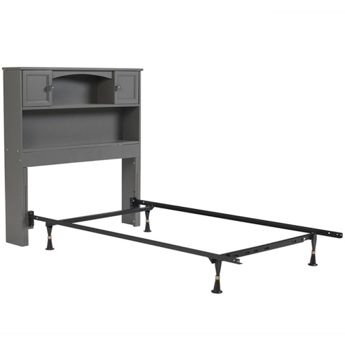 Bowery Hill Solid Wood Bookcase Twin Headboard in Gray