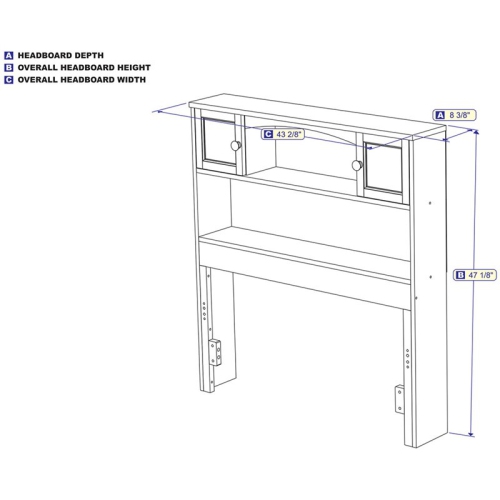 Bowery Hill Solid Wood Bookcase Twin Headboard in Gray