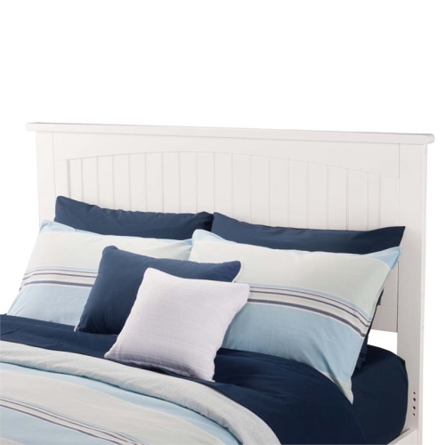 AFI Nantucket Full Solid Wood Panel Headboard with Device Charger in White