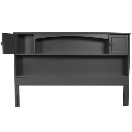 AFI Newport Full Solid Wood Bookcase Headboard with Device Charger in Gray