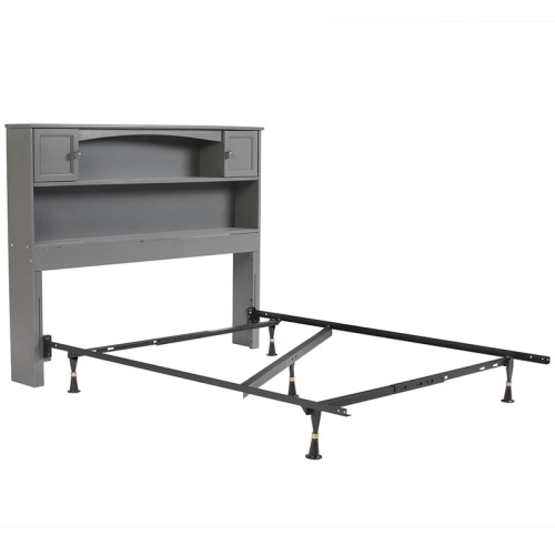 AFI Newport Full Solid Wood Bookcase Headboard with Device Charger in Gray