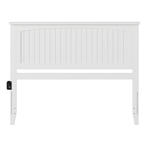 AFI Nantucket King Solid Wood Panel Headboard with Device Charger in White