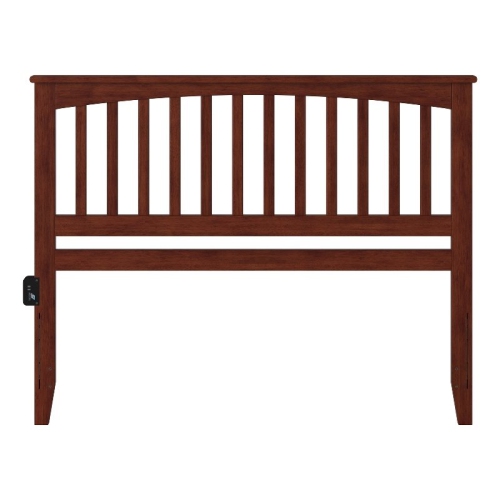 AFI Mission Queen Solid Wood Headboard with Device Charger in Walnut