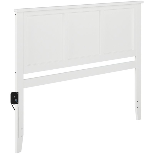 AFI  Madison Queen Solid Wood Panel Headboard With Device Charger In In White