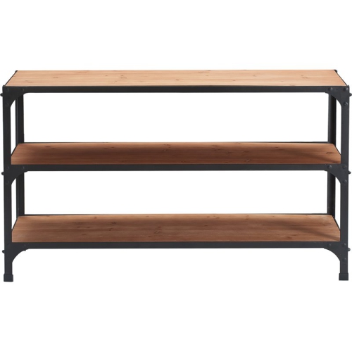 Serta Overland Media Shelf Wood and Black Metal