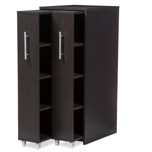 Baxton Studio Lindo 2 Pull Out Door Media Storage Cabinet in Brown