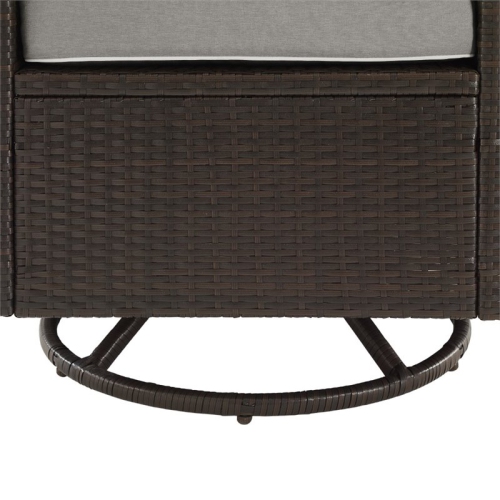 Crosley Palm Harbor 5 Piece Wicker Patio Fire Table Set in Gray and Brown