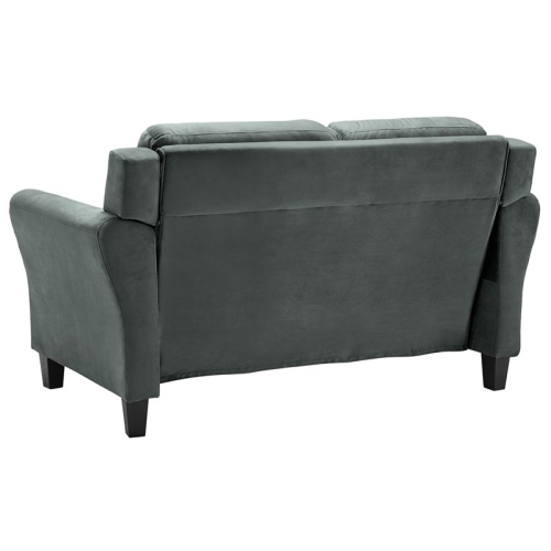 Bowery Hill 18.5" Contemporary Microfiber Loveseat Couch in Dark Gray