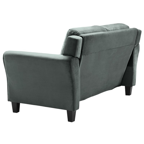Bowery Hill 18.5" Contemporary Microfiber Loveseat Couch in Dark Gray