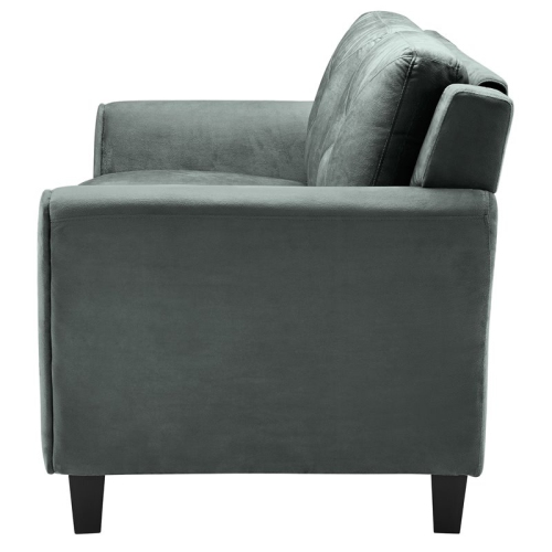 Bowery Hill 18.5" Contemporary Microfiber Loveseat Couch in Dark Gray