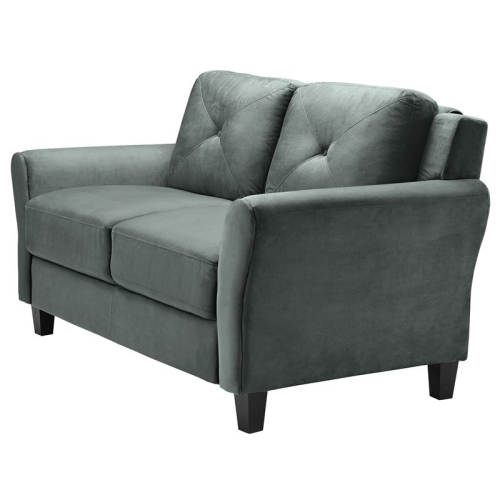 Bowery Hill 18.5" Contemporary Microfiber Loveseat Couch in Dark Gray