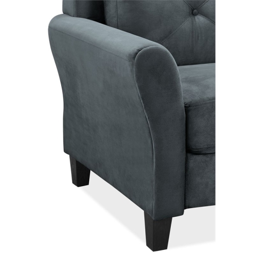 Bowery Hill 18.5" Contemporary Microfiber Loveseat Couch in Dark Gray