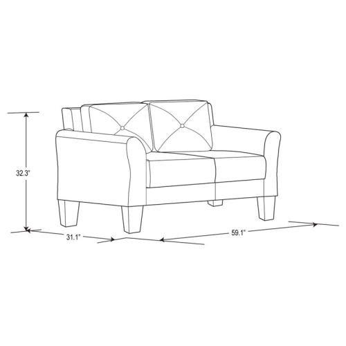 Bowery Hill 18.5" Contemporary Microfiber Loveseat Couch in Dark Gray