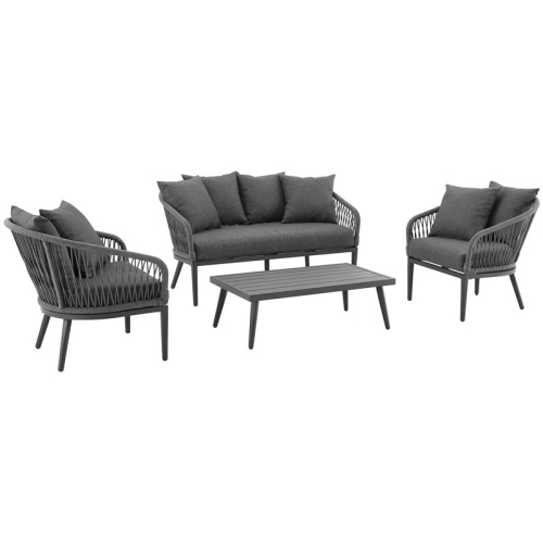 CROSLEY FURNITURE  Dover 4 Piece Rattan Patio Sofa Set In Charcoal And In Black