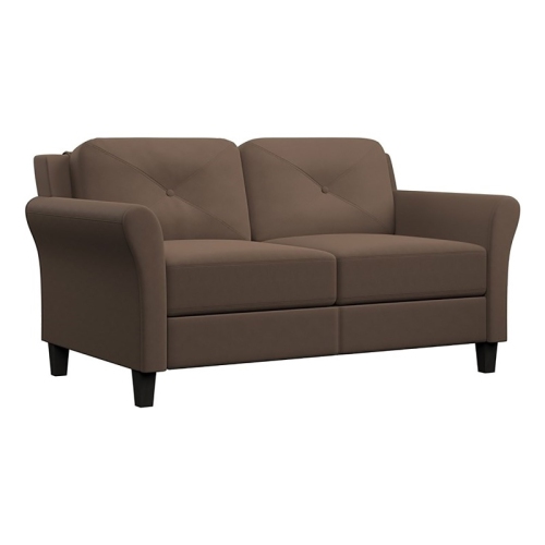 Bowery Hill 18.5" Transitional Microfiber Loveseat Couch in Light Brown