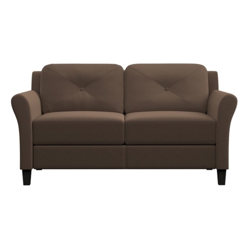 Bowery Hill 18.5" Transitional Microfiber Loveseat Couch in Light Brown