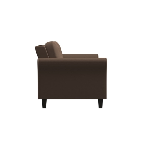 Bowery Hill 18.5" Transitional Microfiber Loveseat Couch in Light Brown