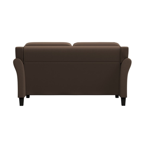 Bowery Hill 18.5" Transitional Microfiber Loveseat Couch in Light Brown