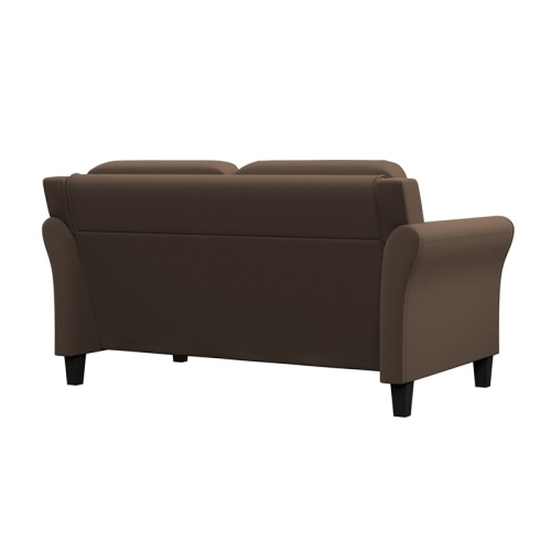Bowery Hill 18.5" Transitional Microfiber Loveseat Couch in Light Brown