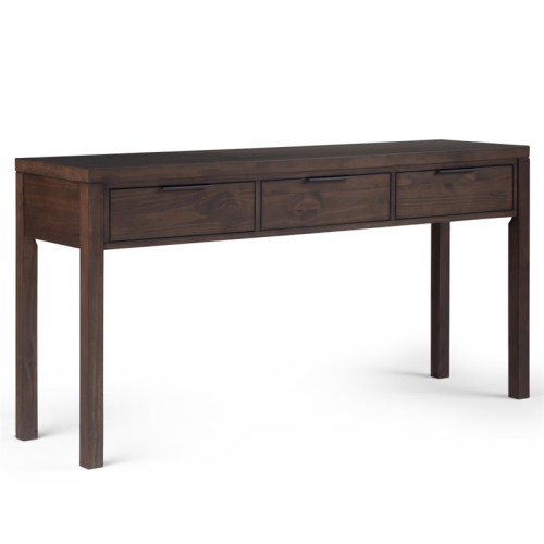 Simpli Home Hollander Wood 60" Contemporary Console Table in Warm Walnut Brown