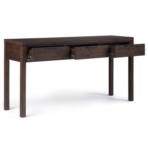 Simpli Home Hollander Wood 60" Contemporary Console Table in Warm Walnut Brown