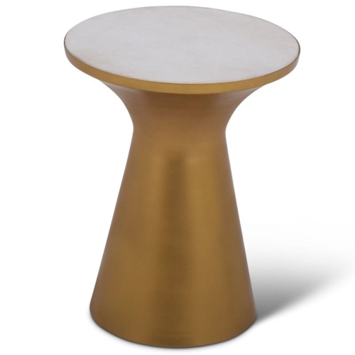 STEVE SILVER COMPANY Steve Silver Jaipur 16" Round Marble Top Accent End Table In Brass