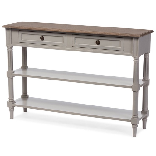 Baxton Studio Edouard 47" Console Table in Weathered Oak and Gray