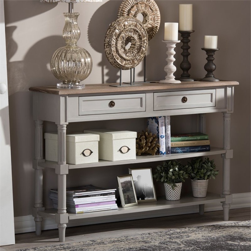 Baxton Studio Edouard 47" Console Table in Weathered Oak and Gray
