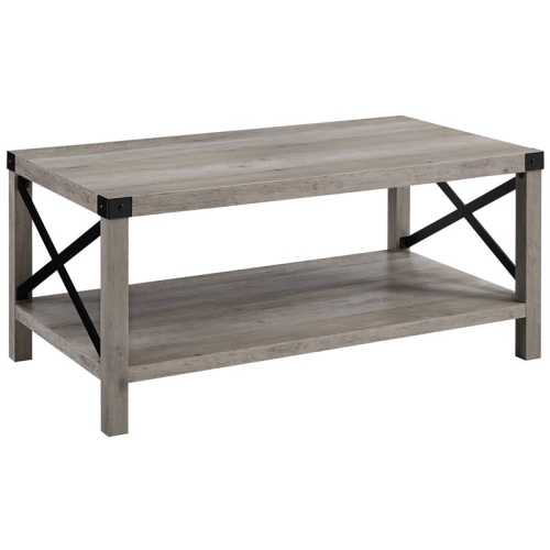 WALKER EDISON 40" Wood And Metal X Coffee Table In Gray Wash Great Coffee Table!