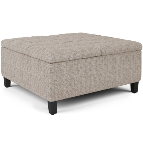 SIMPLI HOME  Harrison 36" Transitional Square Coffee Table Ottoman In Platinum Tweed Look Fabric Great ottoman