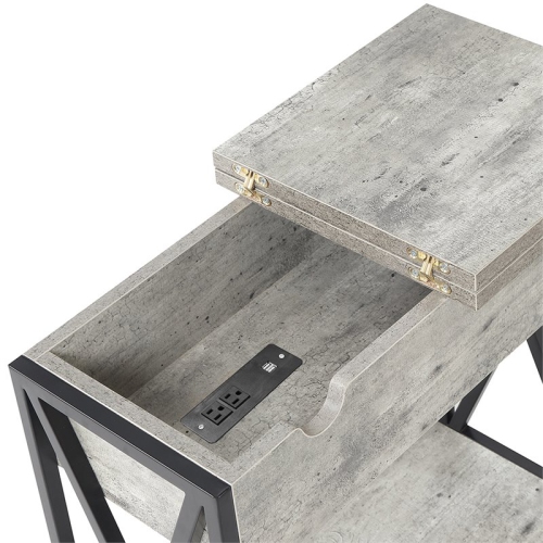 Convenience Concepts Tucson Electric Flip Top End Table in Faux Birch Gray Wood