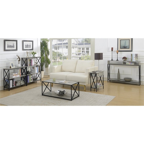 Convenience Concepts Tucson Electric Flip Top End Table in Faux Birch Gray Wood