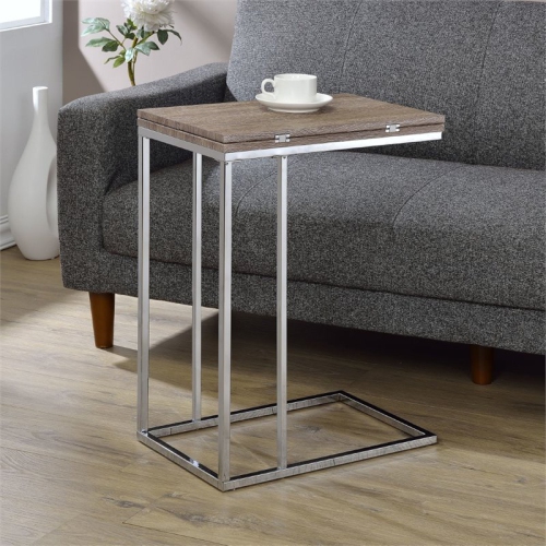 Bowery Hill End Table in Gray and Weathered Oak