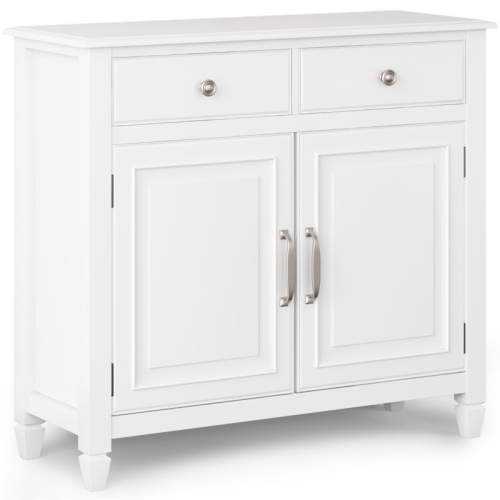 SIMPLI HOME  Connaught 2 Door Solid Wood Entryway Console Table In White