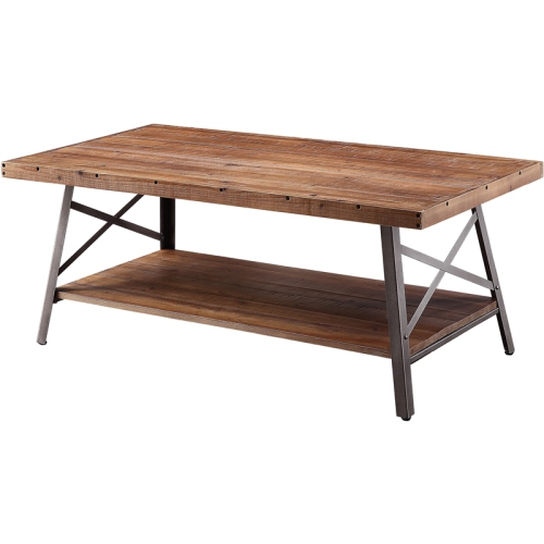 ACME Ikram Coffee Table in Weathered Oak and Sandy Black
