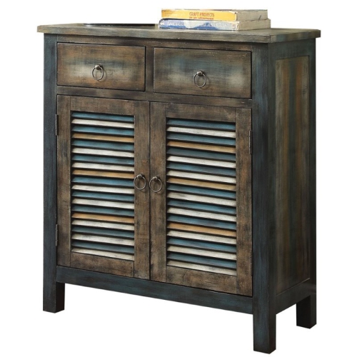 ACME FURNITURE  Acme Glancio 2 Doors Wooden Console Table With 2-Drawer In Antique Oak And In Teal