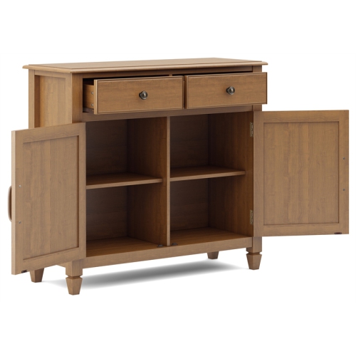 Simpli Home Connaught 2 Door Solid Wood Entryway Console Table in Golden Brown